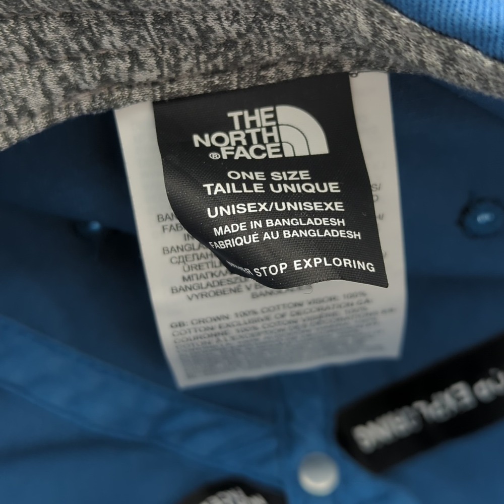The North Face Hat Cap Horizontal Spell Out Logo Unisex Blue One Size Adjustable - Picture 13 of 16